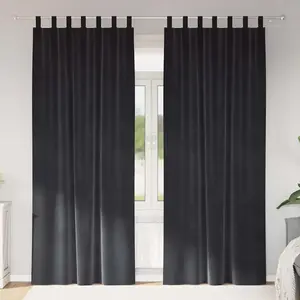 Rideaux Avec Des Rideaux 2 Pcs Gris Foncé 140 X 245 Cm Velours Vidaxl pas cher