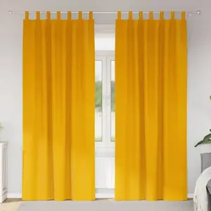vidaXL Rideaux occultants 2 pcs Jaune moutarde 140 x 260 cm Velours pas cher