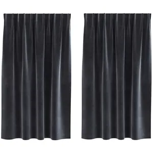 Rideaux Avec Des Rideaux 2 Pcs Gris Foncé 140 X 140 Cm Velours Vidaxl pas cher