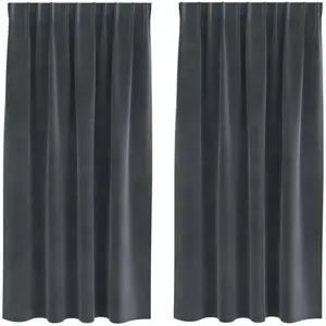 Rideaux Avec Des Rideaux 2 Pcs Gris Clair 140 X 175 Cm Velours Vidaxl pas cher