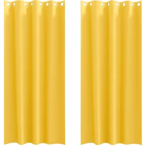 vidaXL Rideaux 2 pcs jaune moutarde 260 x 140 cm Polyester pas cher