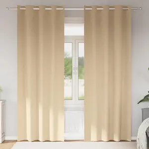vidaXL Rideaux avec des rideaux 2 pcs Crème 225 x 140 cm Polyester pas cher