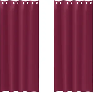 vidaXL Rideaux avec des rideaux 2 pcs Bordeaux 260 x 140 cm Polyester pas cher