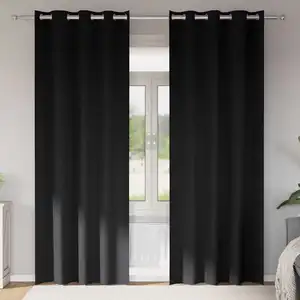 vidaXL Rideaux avec des rideaux 2 pcs Noir 225 x 140 cm Polyester pas cher