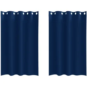 vidaXL Rideaux 2 pcs Bleu foncé 175 x 140 cm Polyester pas cher