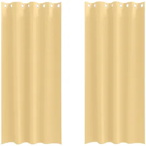 vidaXL Rideaux avec des rideaux 2 pcs Beige 245 x 140 cm Polyester pas cher