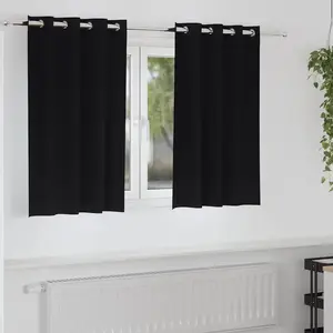 vidaXL Rideaux avec des rideaux 2 pcs Noir 140 x 140 cm Polyester pas cher