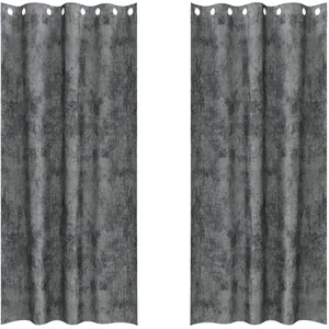 vidaXL Rideaux en velours 2 pcs avec oeillets gris 260x140 cm pas cher