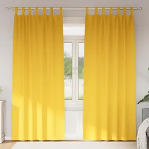 vidaXL Rideaux 2 pcs jaune moutarde 260 x 140 cm Polyester pas cher