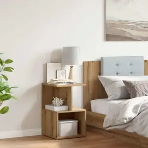 vidaXL Table de chevet chêne artisanal 35x35x55 cm bois d'ingénierie pas cher