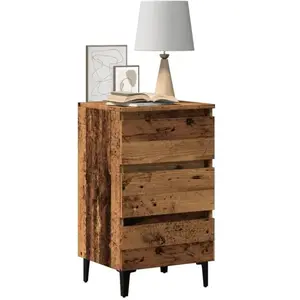 vidaXL Table de chevet avec pieds en métal vieux bois 40x35x69 cm pas cher
