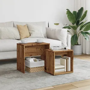 vidaXL Tables basses gigognes 2 pcs vieux bois bois d'ingénierie pas cher