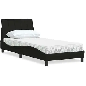 vidaXL Lit avec matelas "Hanko" noir 90x190 cm Tissu pas cher