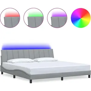 vidaXL Cadre de lit sans matelas "Hanko" gris clair 200x200 cm Tissu pas cher