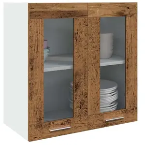 Comparateur de prix : vidaXL Armoire murale de cuisine avec porte en verre vieux bois