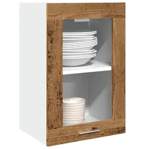 vidaXL Armoire en verre suspendue vieux bois 40x31x60 cm pas cher