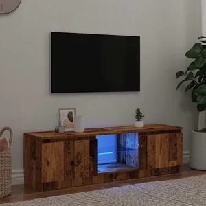 Comparateur de prix : vidaXL Vidaxl Meuble Tv Avec Lumières Led Vieux Bois Bois D'ingénierie
