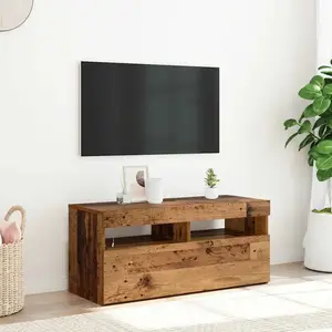 vidaXL Meuble TV avec lumières LED vieux bois bois d'ingénierie pas cher