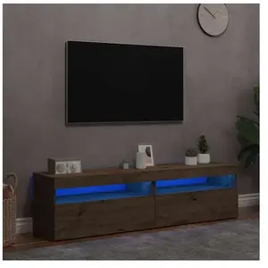 vidaXL Meubles TV avec lumières LED 2 pcs chêne artisanal pas cher
