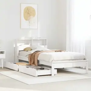 vidaXL Lit bibliothèque sans matelas blanc 90x200cm bois de pin massif pas cher