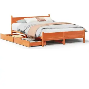 vidaXL Cadre de lit sans matelas cire marron 120x200cm bois pin massif pas cher