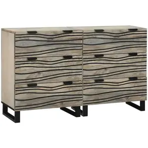 Vidaxl - Buffets 2 Pcs Blanc 60 X 33.5 X 75 Cm Bois De Manguier Massif