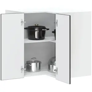 vidaXL Armoire murale d'angle de cuisine Kalmar noir bois d'ingénierie pas cher