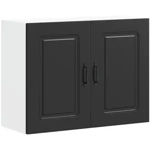 vidaXL Vidaxl Armoire Murale De Cuisine Kalmar Noir Bois D'ingénierie pas cher