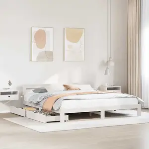 vidaXL Cadre de lit sans matelas blanc 200x200 cm bois massif de pin pas cher