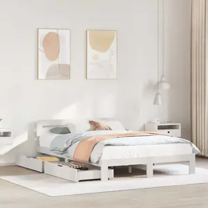 vidaXL Cadre de lit sans matelas blanc 140x200 cm bois de pin massif pas cher