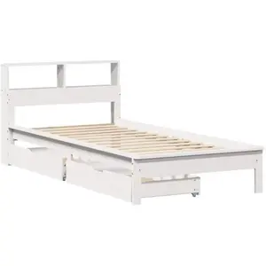 vidaXL Lit bibliothèque sans matelas blanc 75x190cm bois de pin massif pas cher