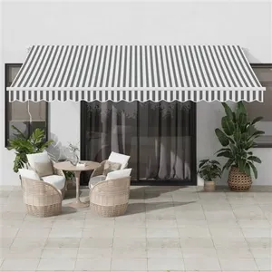 vidaXL Auvent rétractable automatique anthracite et blanc 450x300 cm pas cher