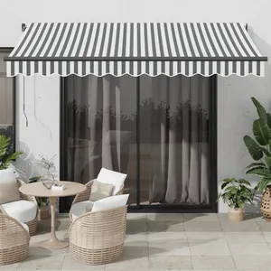 vidaXL Auvent rétractable automatique anthracite et blanc 350x250 cm pas cher