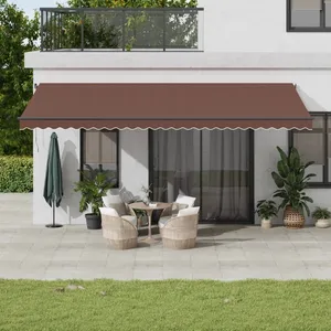 vidaXL Auvent manuel rétractable avec LED marron 600x300 cm pas cher