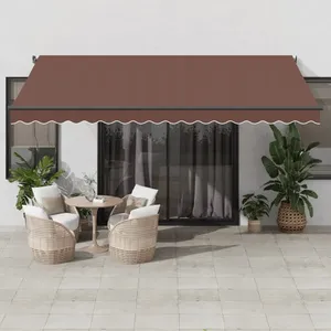 vidaXL Auvent rétractable automatique avec LED marron 450x300 cm pas cher