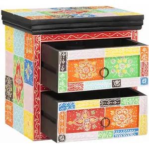 vidaXL Cabinet de chevet Multicolore 40x30x40 cm Bois massif Mango pas cher