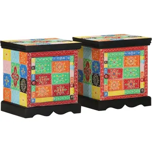 vidaXL Table de chevet multicolore 2 pcs 40x35x45 cm