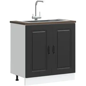 vidaXL Meuble bas pour évier Kalmar noir 80x46x81,5 cm bois ingénierie pas cher