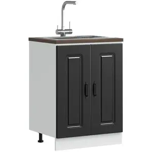 vidaXL Meuble bas pour évier Kalmar noir 60x46x81,5 cm bois ingénierie pas cher