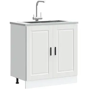 Comparateur de prix : vidaXL Meuble bas pour évier Porto blanc 80x46x81,5 cm bois ingénierie