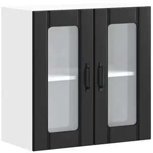 vidaXL Armoire murale de cuisine avec porte en verre Lucca noir
