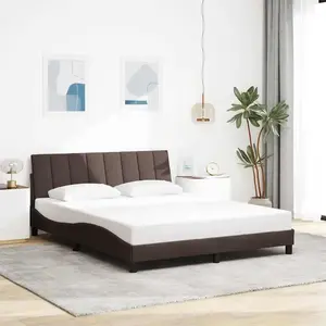 vidaXL Vidaxl Cadre De Lit Sans Matelas Marron Foncé 160x200 Cm Tissu pas cher