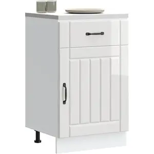 vidaXL Armoire de cuisine Lucca blanc brillant bois ingénierie pas cher