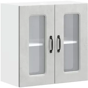 vidaXL Armoire murale de cuisine avec porte en verre Kalmar gris béton pas cher