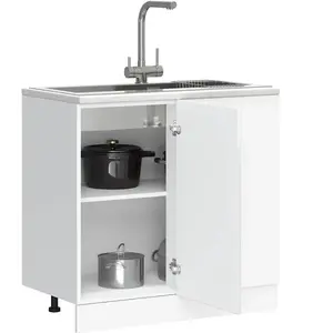 vidaXL Armoire de cuisine Kalmar blanc brillant bois ingénierie pas cher