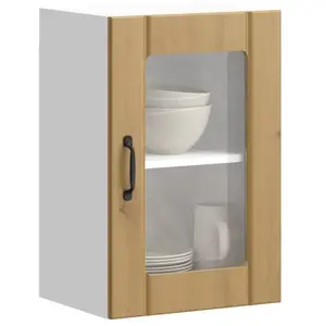 Armoire murale de cuisine porte en verre Lucca chêne artisanal Vidaxl pas cher