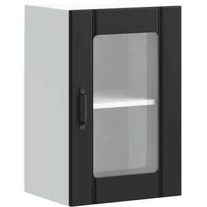 vidaXL Vidaxl Armoire Murale De Cuisine Avec Porte En Verre Lucca Noir