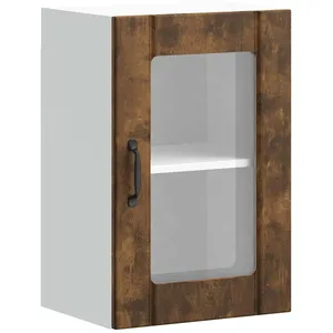 vidaXL Armoire murale de cuisine avec porte en verre Lucca chêne fumé