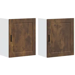 vidaXL Vidaxl Armoires Murales De Cuisine 2 Pcs Porto Chêne Fumé