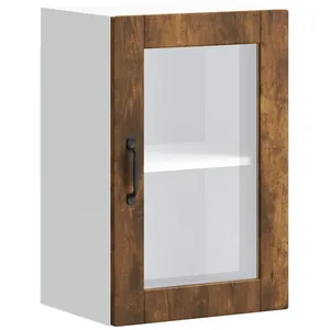 vidaXL Armoire murale de cuisine avec porte en verre Porto chêne fumé pas cher